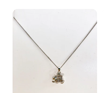 Train Jewel Pendant Necklace - Silver