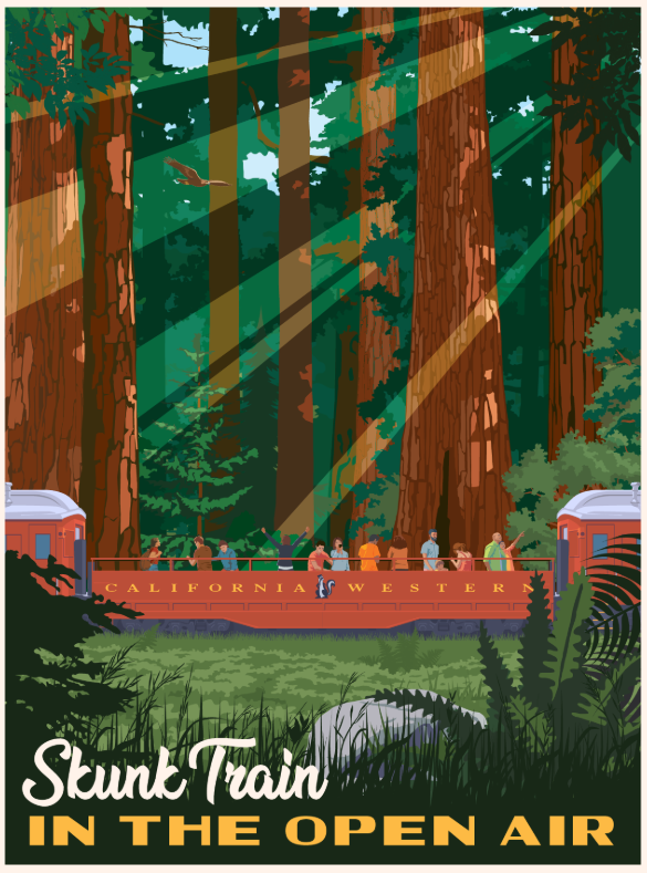 SKUNK TRAIN OPEN AIR MAGNET